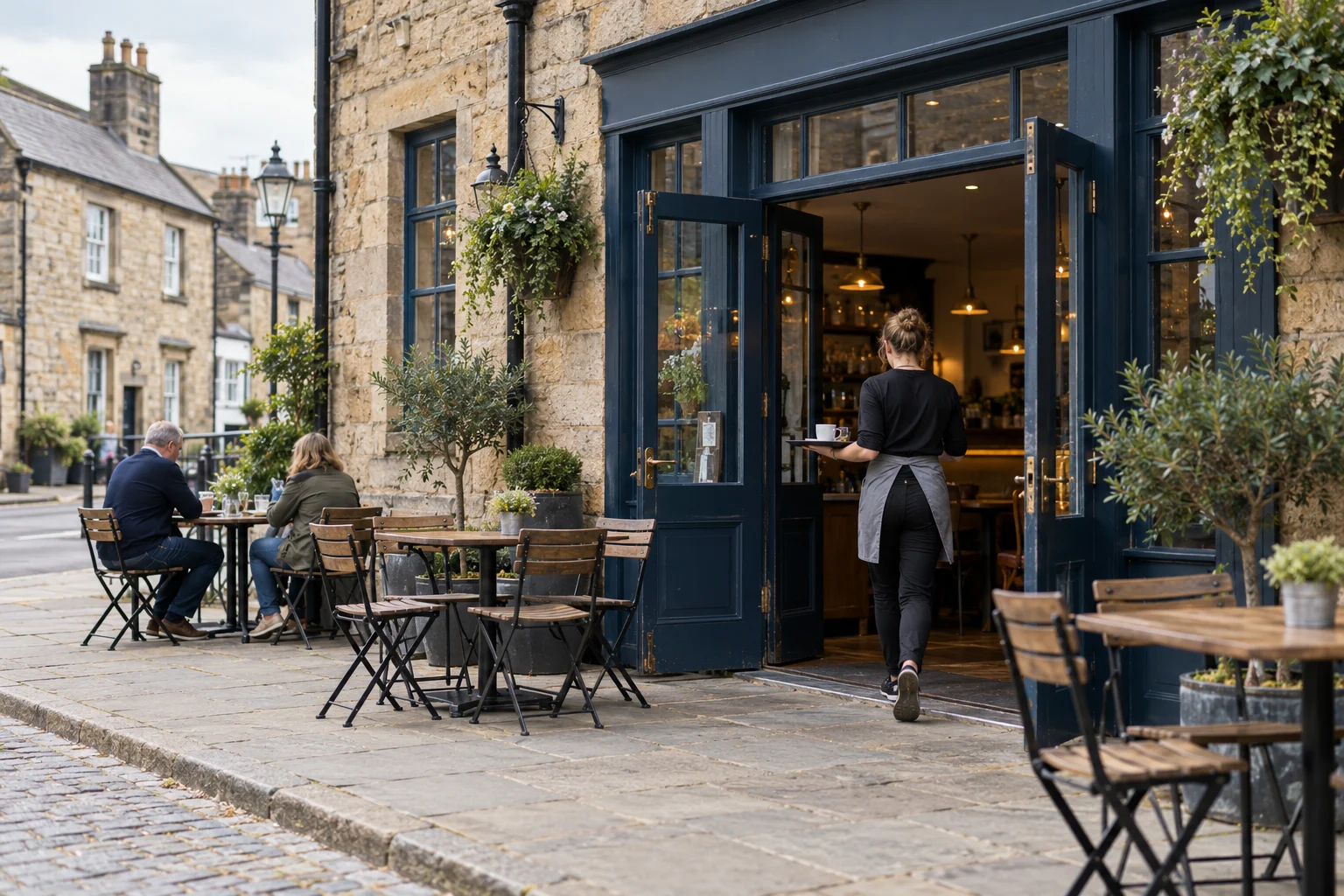 Independent hospitality frontage in a northern English market town